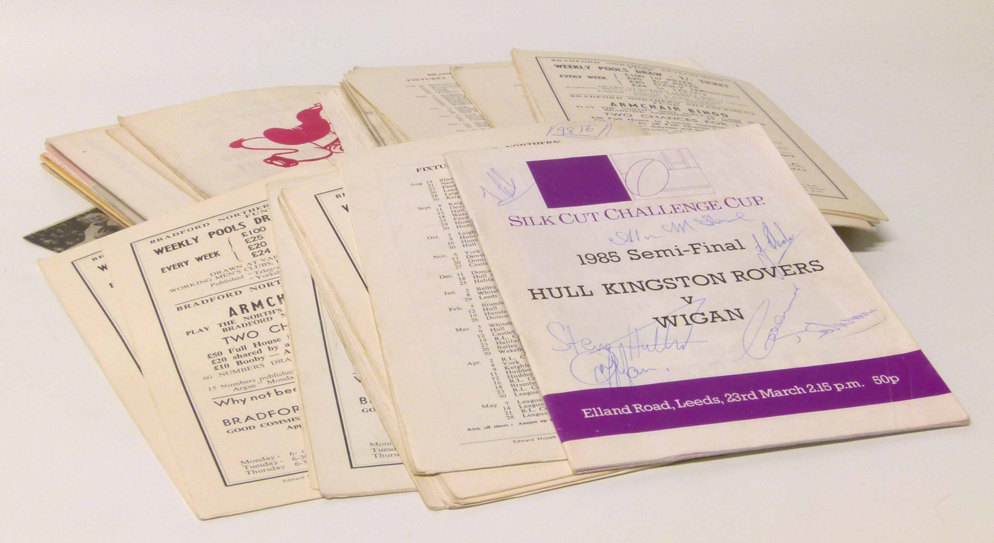 Collection of thirty four rugby league programmes, Warrington and Bradford mainly 1965 and 1966.