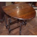 Early 20th century oak barley twist gate-leg table No condition reports for this sale