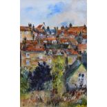 Dave Jeffery, 20th century, "Roof Tops and The Old Police Station, Robin Hood's Bay", signed, titled