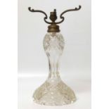 Cut glass 2oth century table lamp, base with brass fitting No condition reports for this sale