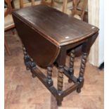 Early 20th Century Oak Barley twist gateleg table 75cm wide. No condition reports for this sale