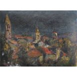 B. Cavalieri, 20th century, Italian townscape, signed and dated '71, oil on board, 49.5 x 70cm.;