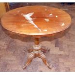 Victorian walnut tilt-top occasional table on ornately carved base and pot casters. No condition