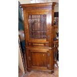 George III style oak corner display cupboard No condition reports for this sale