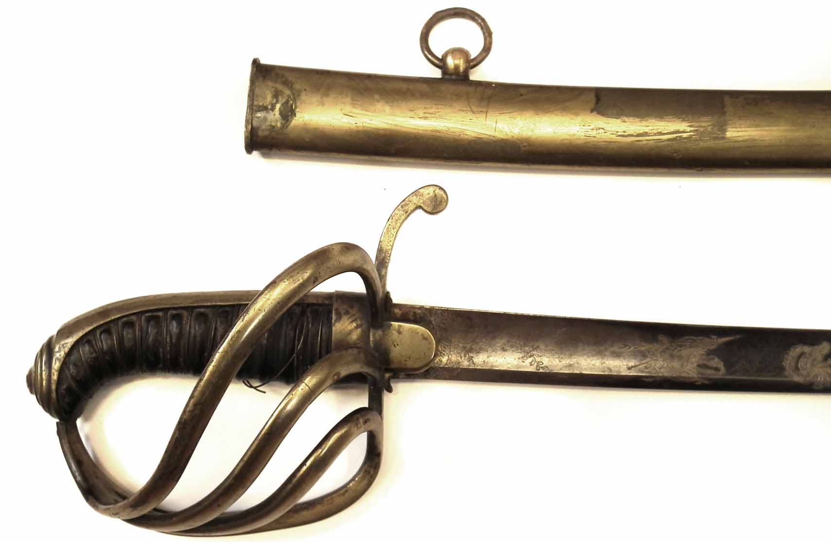 1822 type Cavalry sabre by Weyersberg Solingen, with etched blue and gilt blade, brass guard and - Image 2 of 14