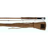 Hardy's The Perfection Palakona 9ft split cane fishing rod, with original maker's bag, serial number