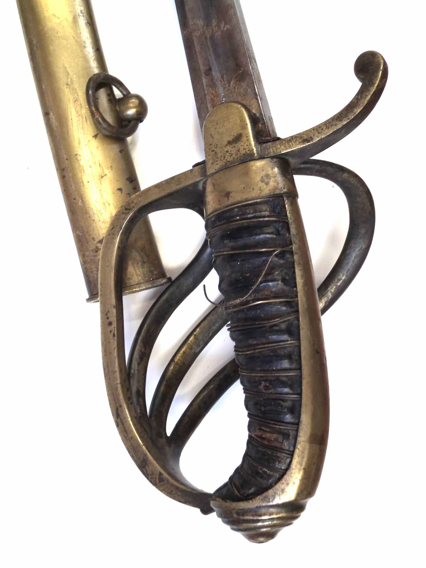 1822 type Cavalry sabre by Weyersberg Solingen, with etched blue and gilt blade, brass guard and - Image 8 of 14