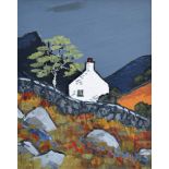 David Barnes (1943-), "Mountain Cottage", signed on verso, oil on board, 24.5 x 19.5cm.; 9.5 x 7.