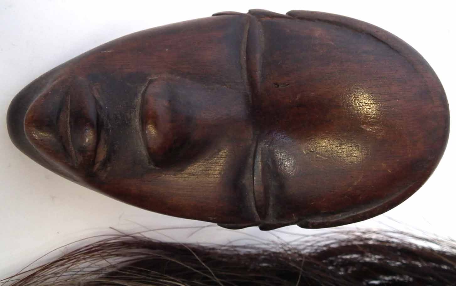 Bete mask, carved wood with filled back, applied animal fur, and hair. Also a small Burkina Faso - Image 5 of 7