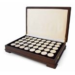 Quantity of Birmingham mint 'Ancient Counties of England' silver coins (40) complete in mahogany