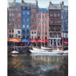 Stephen Wild (1955-), "The Harbour at Honfleur", signed and dated 2015, oil on board, 50 x 40cm.;