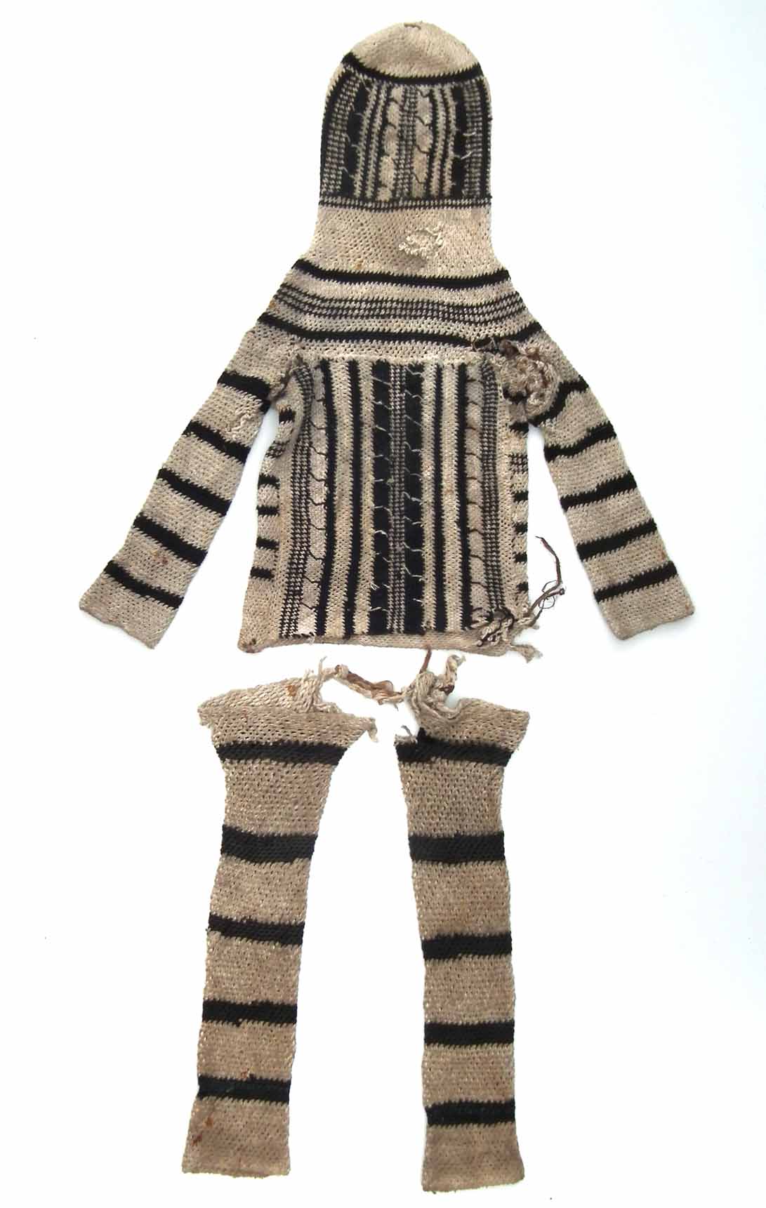 Juju Witch Doctor's costume, white and black dyed knitted fabric, 142cm high Provenance: collected - Image 8 of 15