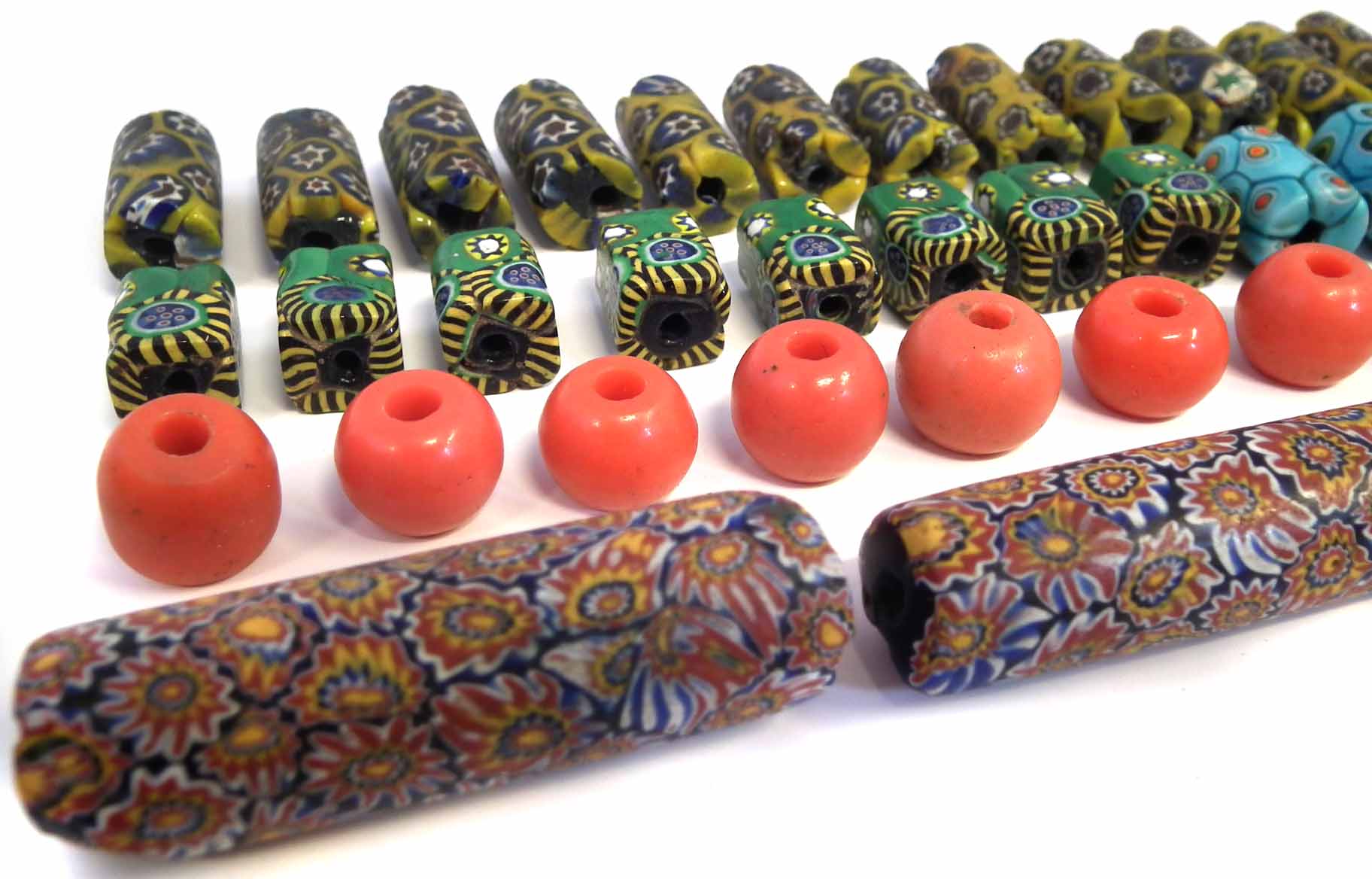 Collection of twenty nine African trade Venetian millefiori glass beads, also fourteen red and amber - Image 7 of 9