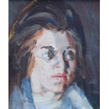 Harold Riley (1934-), Portrait of a girl, unsigned, oil on board, 24 x 20cm.; 9.5 x 7.75in.