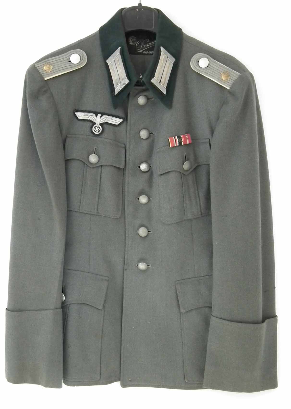 German Third Reich Officer's tunic, with wire embroided eagle, makers label for Donau, Bad