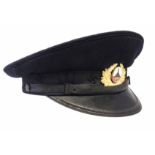 German WW2 Third Reich Veteran's peaked cap, maker's mark J. Herring, traces of owner's name, with