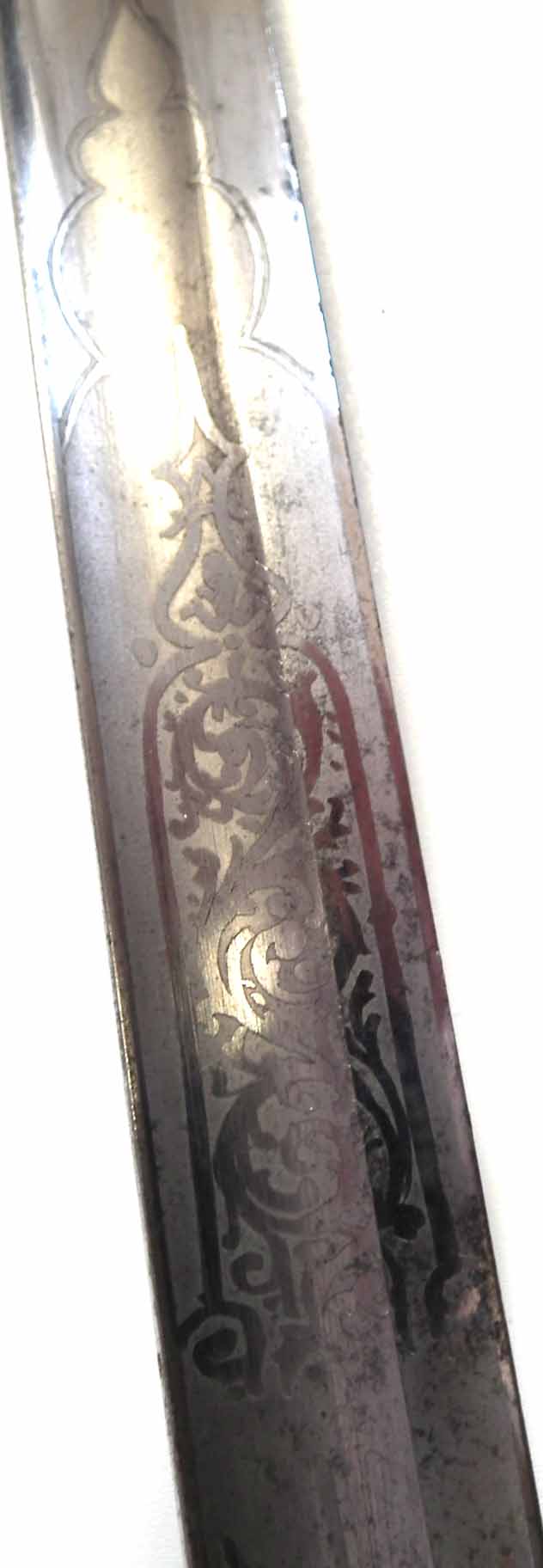 Victorian 1897 pattern Officer's sword, with scabbard, polished etched blade by Cooling & Lawrange - Image 6 of 12