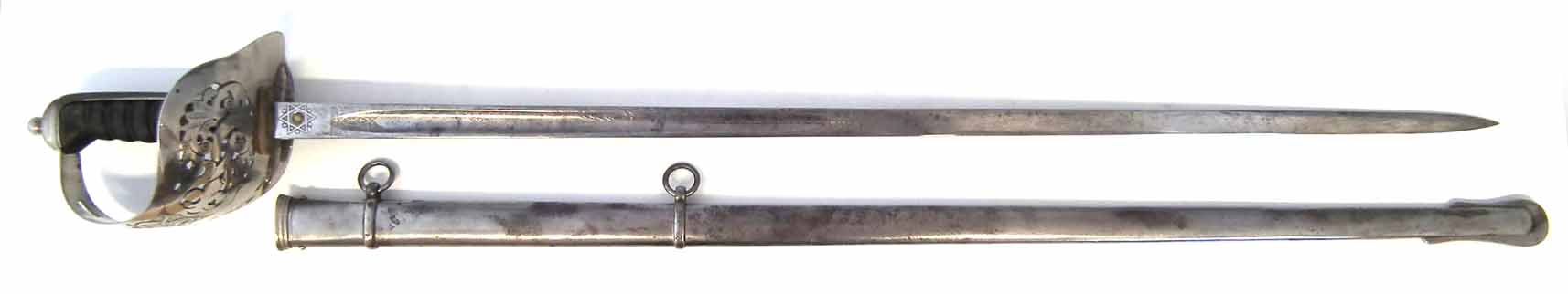 George VI 1897 pattern Officer's sword, with Royal Engineers insignia to the blade, number 18584,