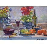 Gordon Radford (1936-2015), "Lunchtime Drinks", signed, titled on verso, oil on canvas, 28.5 x