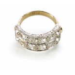 A diamond 2 row ring, a total of 12 round old cut diamonds weighing a total of approximately 3ct.