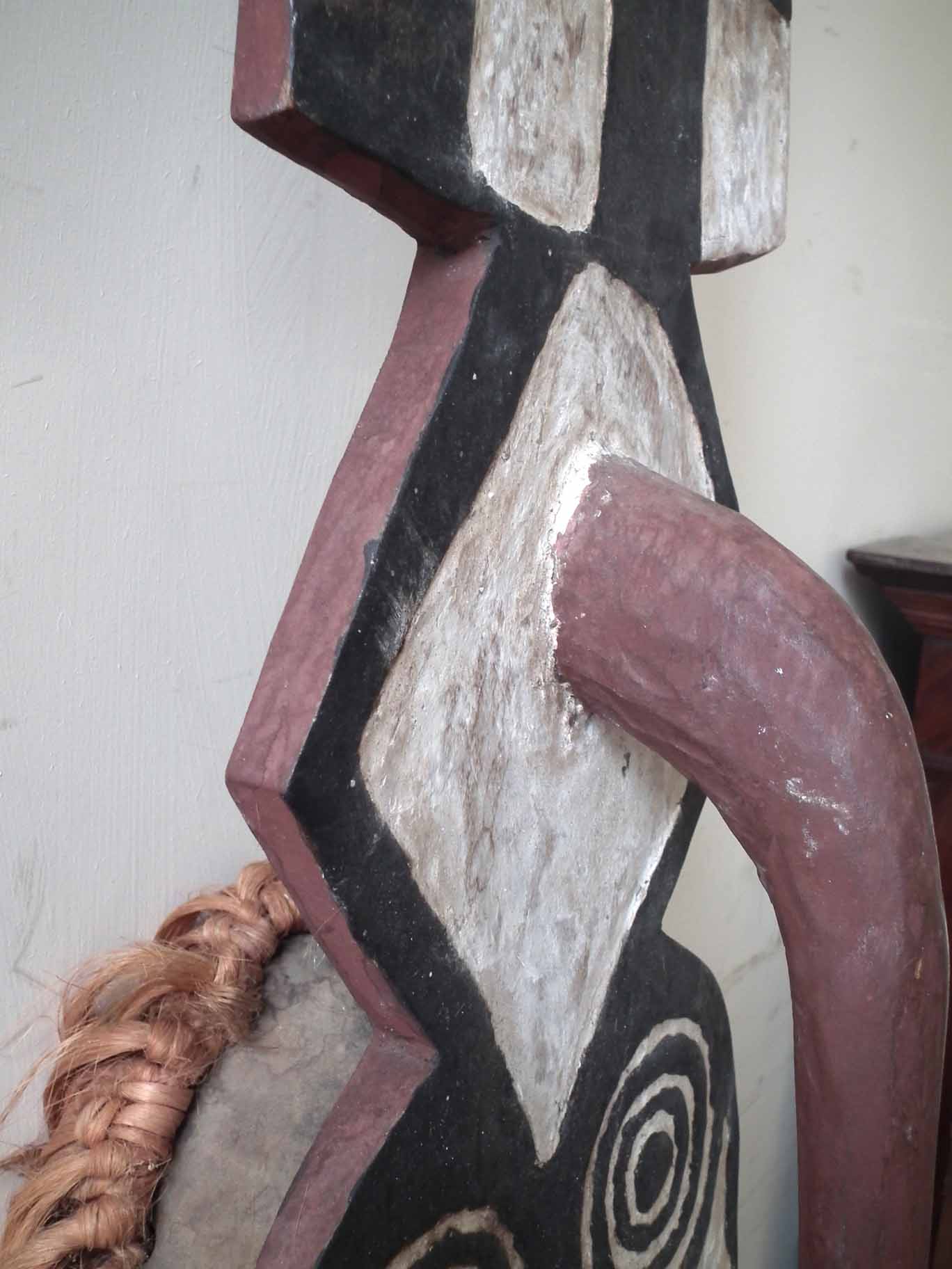 Bobo Bwa plank mask fron Hounde area of Burkina Faso, wood, pigment and fibres, 147cm high excluding - Image 4 of 13