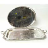 Two silver plated engraved trays. No condition reports for this sale.