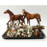 A Beswick horse, a Royal Doulton horse plus several small Beswick animals No condition reports for