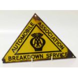 A.A. breakdown service enamelled triangular sign No condition reports for this sale.