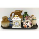 Birds of paradise Carltonware, Wedgewood Jasperware pots, a ceramic Minton clock plus other