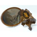 Victorian walnut wall bracket and oval mirrored tray No condition reports for this sale.