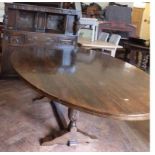 Oak Draw-Leaf Table and Court Cupboard, the table has an oval detachable top No condition reports