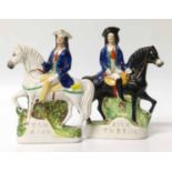 Two Staffordshire flat back, Tom King and Dick Turpin. No condition reports for this sale.