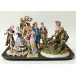 Two Capo Di Monte figures and five others No condition reports for this sale.