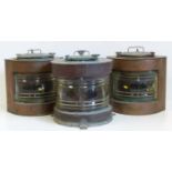 Trio of copper ships lanterns. No condition reports for this sale.