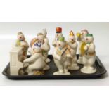 Royal Doulton Snowman band, to include two Cellists DS17, Pianist DS12 and Piano DS13, Violinist