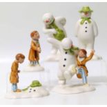 Royal Doulton Snowman figures, to include Dancing in the Snow, James, The Journey Ends, The Snowman,