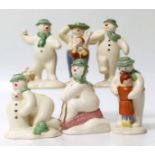 Seven Royal Doulton The Snowman figures, to include James DS1, The Snowman DS2, Snowballing DS22,