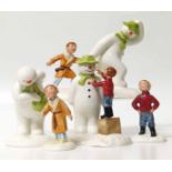 Five Royal Doulton Snowman figures, to include Dressing the Snowman, Adventure Begins, The