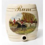 Unmarked ceramic rum barrel decorated with hunting scene No condition reports for this sale.