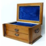 Oak canteen case (no cutlery) presented to Mr Herman Smith by the staff of the Cunard Steamship