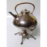 Silver plated kettle on stand with warmer No condition reports for this sale.