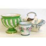 Doulton Burslem Royles patent self-pouring wash jug, George jones jardinière and one other