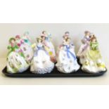 Twelve Royal Worcester Compton and Woodhouse figures of ladies No condition reports for this lot