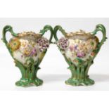 Coalbrookdale type pair of encrusted vases No condition reports for this lot