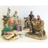 Four Capodimonte figure groups. No condition reports for this lot