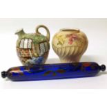 Royal Worcester vase, Bristol blue rolling pin and a Radford decanter No condition reports for