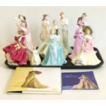 Two Royal Doulton ladies, one Royal Worcester figure and eight Coalport ladies No condition