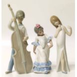 Lladro figure if a double bassist, also a girl singing and dancing No condition reports for this