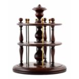 Early 19th century Scottish mahogany treen bobbin stand with brass holders. By the cabinet makes JAs
