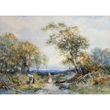 David Bates (1840-1921), Gleanings by the Way, West Malvern, signed and dated '08, titled on